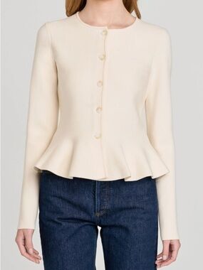 Wayf Cream Peplum Button-Front Cardigan